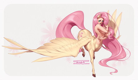 blush breasts covering covering_breasts covering_self embarrassed feathered_wings feathers female fur hair holding_hair hooves long_hair looking_at_viewer navel nude open_mouth pink_hair simple_background solo tail touching_hair wings toast-arts friendship_is_magic hasbro my_little_pony mythology fluttershy_(mlp) equid equid_taur equine mammal mammal_taur mythological_creature mythological_equine pegasus pegasus_taur taur absurd_res digital_media_(artwork) hi_res