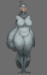 accessory anthro avian_feet beak big_beak big_breasts blue_eyes breasts curvy_figure feathered_wings feathers featureless_breasts featureless_crotch female grey_background grey_body grey_feathers hair_accessory hair_tie head_feathers huge_breasts looking_aside looking_away mature_anthro mature_female navel neck_tuft nude orange_beak simple_background smile solo tail tail_feathers tuft voluptuous wide_hips winged_arms wings seb_valenz sheila_(seb_valenz) avian bird pelecaniform shoebill 2024 digital_media_(artwork) hi_res