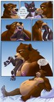 anthro anthro_pred belly big_belly dialogue duo feet intersex intersex/male male male_pred maleherm nipples nude vore goallonely iggi kiba bear canid canine canis mammal wolf absurd_res comic hi_res