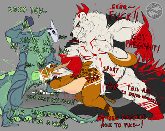 2_penises abdominal_bulge anal anal_penetration animal_genitalia animal_penis anthro balls big_balls big_penis bodily_fluids bone collar cum cum_drip cum_in_ass cum_in_mouth cum_inside daddy_kink double_penetration dripping erection genital_fluids genitals group group_sex leash male male/male male_penetrated male_penetrating male_penetrating_male multi_genitalia multi_penis musclegut muscular nipple_piercing nipples nude penetration penile penis piercing pregnant pregnant_anthro pregnant_male profanity sex simple_background skull skull_head submissive text tongue trio sorakskullsnake mythology kumasfer orange_(orangethedragon) sorak bear demon dragon mammal mythological_creature mythological_scalie reptile scalie skullsnake_(species) snake english_text hi_res