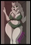 black_border border clothing doorway female lingerie motherly baphomeat canid canine canis domestic_dog mammal nordic_sled_dog samoyed spitz hi_res