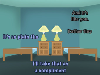 bed dialogue furniture lamp not_furry text zero_pictured lefthighkick ask_bottom_armor 4:3 english_text hi_res