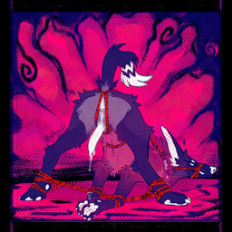 ambiguous_gender animal_genitalia anus bdsm bondage bound feral genital_slit genitals herm intersex muzzle_(object) muzzled on_display penis raised_tail rope solo tail blightmarks canid canine canis coyote mammal