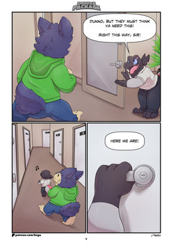 anthro blue_sclera clothed clothing dialogue duo fluffy fluffy_tail hallway inside male open_mouth plant scar smile standing tail text walking bagu conditional_dnp nintendo pokemon charlie_(bagu) ven_(bagu) generation_2_pokemon generation_7_pokemon lizard mammal pokemon_(species) reptile salandit scalie shiny_pokemon typhlosion absurd_res comic english_text hi_res url