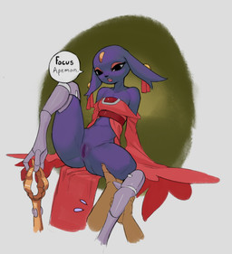ambiguous_gender ambiguous_human amputee anthro anus biped black_body black_fur bottomless bottomless_anthro bottomless_female bubble_butt butt butt_from_the_front clothed clothing dialogue disability disembodied_hand duo eyeshadow feet female female_anthro fur genitals looking_at_viewer makeup missing_leg plump_labia prehensile_feet presenting presenting_vulva prosthetic prosthetic_leg prosthetic_limb slim_female speech_bubble text thick_thighs toes vulva lightningwolt nine_sols red_candle_games goumang_(nine_sols) felid feline human mammal solarian 2024 digital_media_(artwork) english_text hi_res