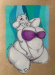 abstract_background anthro arm_tuft belly big_belly big_breasts big_butt bra breasts butt cleavage clothed clothing elbow_tuft eyelashes female fur hand_behind_head horn huge_belly huge_breasts huge_butt looking_at_viewer navel obese obese_anthro obese_female overweight overweight_anthro overweight_female panties purple_bra purple_clothing purple_eyes purple_panties purple_underwear solo tuft underwear white_body white_fur white_horn veles_arts undertale_(series) toriel bovid caprine goat mammal 2025 artist_name colored_pencil_(artwork) hi_res traditional_media_(artwork)