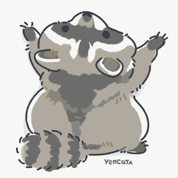 black_eyes black_nose chibi dot_eyes feral fur grey_body grey_fur simple_background simple_eyes slightly_chubby solo white_background yencatx mammal procyonid raccoon 1:1 2021