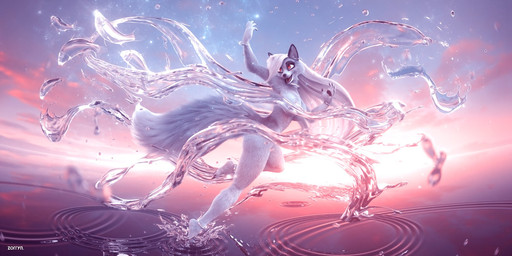 5_fingers anklet anthro black_claws black_ears black_pawpads bracelet breasts claws cloud convenient_censorship elemental_manipulation fangs feet female finger_claws fingers fur glistening hair handpaw hindpaw humanoid_hands jewelry light long_hair looking_aside nude nude_anthro nude_female open_mouth open_smile pawpads paws plantigrade red_eyes sky skyscape smile solo sun sunlight sunrise teeth toe_claws water water_manipulation white_body white_fur white_hair white_inner_ear zorryn canid canine fox mammal 2:1 3d_(artwork) digital_media_(artwork) hi_res