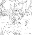 anthro armor bottomless bottomless_anthro bottomless_female clothed clothing curled_tail female forest fur grass hair headgear helmet jungle neomorph_(neopets) open_mouth partially_submerged pith_helmet plant quicksand shirt sinking smile solo tail topwear tree vines wide_eyed jimfoxx neopets hannah_(neopets) neopet_(species) usul_(neopets) 2020 hi_res monochrome signature