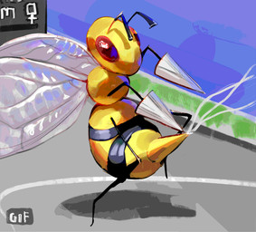 ambiguous_gender antennae_(anatomy) arthropod_webbing big_wings black_stripes compound_eyes day female_symbol feral flying gender_symbol high-angle_view hud humor insect_wings midair outside pokemon_move red_eyes shitpost solo stinger string_shot stripes suggestive symbol text three-quarter_view translucent translucent_wings water wings yellow_body austinarts4 beedrill_string_shot_(meme) nintendo pokemon pokemon_stadium arthropod beedrill generation_1_pokemon insect pokemon_(species) 2025 absurd_res digital_drawing_(artwork) digital_media_(artwork) hi_res meme redraw female_(lore)