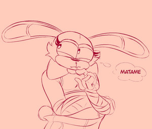 anthro bandaged_hand bottomwear bow_tie clothing doll female pants solo text thinking thought_bubble rabbit5gamer conelia_(rabbit5gamer) animate_inanimate lagomorph leporid living_doll mammal rabbit spanish_text