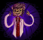 anthro black_nose brown_body brown_fur brown_hair clothed clothing cosplay eyewear front_view fur glasses hair jacket male shirt short_hair smile solo toony topwear unknown_artist adventure_time cartoon_network regular_show party_pat party_pete bear mammal party_bear crossover