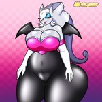 anthro big_breasts breasts clothed clothing cosplay curvy_figure female freckles gloves hair handwear horn latex latex_clothing latex_skinsuit purple_body red_eyes rubber_clothing short_hair skinsuit solo text thick_thighs tight_clothing white_hair wide_hipped_female wide_hips al_gx nintendo pokemon sega sonic_the_hedgehog_(series) megan_(al_gx) rouge_the_bat generation_6_pokemon legendary_pokemon mammal mega_evolution mega_mewtwo mega_mewtwo_y pokemon_(species) 1:1 hi_res