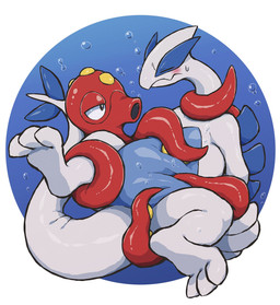 ambiguous/ambiguous ambiguous_gender belly belly_grab belly_squish blush bodily_fluids bubble duo embarrassed featureless_crotch feral holding_body restrained restrained_by_tentacles squish squishy_body sweat sweatdrop tail teasing tenacles_around_body tentacle_around_neck tentacles tentacles_around_legs fuyugaki15 mythology nintendo pokemon cephalopod coleoid generation_2_pokemon legendary_pokemon lugia marine mollusk mythological_creature mythological_scalie octillery octopodiform octopus pokemon_(species) scalie censored hi_res