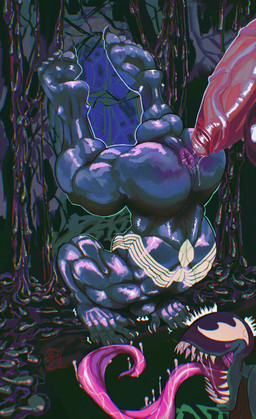 5_toes ahegao anus backsack balls big_butt blush bodily_fluids butt claws feet from_behind_position genital_fluids genitals glistening glistening_body handstand imminent_anal long_tongue looking_pleasured male muscular muscular_humanoid muscular_male nude open_mouth precum puffy_anus rear_view saliva saliva_on_tongue saliva_string sex sharp_teeth slime solo teeth toes tongue tongue_out xdarkspace marvel venom_(marvel) alien alien_humanoid humanoid symbiote hi_res