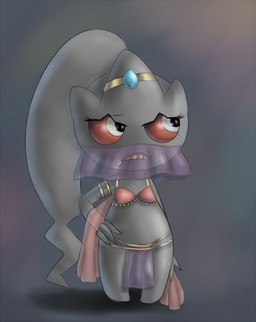 belly body_zipper bra clothing female grey_body hand_on_hip harem harem_outfit not_furry panties solo underwear veil wide_hips zipper zipper_mouth raggedy nintendo pokemon banette generation_3_pokemon humanoid pokemon_(species)