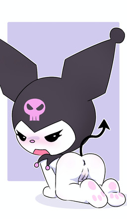 anthro anus butt chibi female genitals paws presenting presenting_hindquarters solo spade_tail tail vulva young young_anthro dakuromii onegai_my_melody sanrio kuromi demon lagomorph leporid mammal rabbit absurd_res censored hi_res