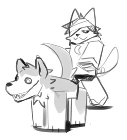 anthro anthro_on_feral bandage bestiality clothed clothing dry_humping duo feral humping male male/male aymbord creepypasta roblox smile.dog theo_(g1gglebug) canid canine canis domestic_cat domestic_dog felid feline felis mammal robloxian meme monochrome