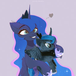 1_horn black_neckwear black_tiara blue_eyes blue_hair crown eyelashes eyeshadow female female_feral feral grin hair happy headgear heart_symbol highlights_(coloring) holding_object holding_plushie horn makeup monotone_background open_mouth open_smile pink_highlights plushie purple_background purple_body purple_eyeshadow purple_wings quadruped simple_background smile solo sparkles sparkling_hair spiral_horn square_crossover teeth tiara toothy_grin wings nnalyart friendship_is_magic hasbro my_little_pony mythology princess_luna_(mlp) equid equine mammal mythological_creature mythological_equine winged_unicorn absurd_res digital_drawing_(artwork) digital_media_(artwork) hi_res mixed_media photography_(artwork) shaded