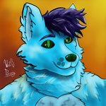 anthro male shaded_background smile solo weissbnuuy achak-claw binary-wolf error-wolf canid canine canis mammal wolf 1:1 absurd_res hi_res