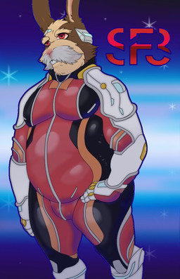 anthro belly bodysuit brown_body brown_fur bulge clothing facial_hair fur male mature_male mustache overweight overweight_male skinsuit solo tight_clothing eric_everyotherheart nintendo star_fox peppy_hare hare lagomorph leporid mammal hi_res