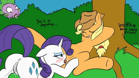 anus applejack_(mlp) being_watched blonde_hair blue_eyes blush cowboy_hat cub cunnilingus cutie_mark dialog dragon english_text equine female feral friendship_is_magic grass group haiku_oezu hair hat horn horse lesbian male my_little_pony oral oral_sex outside pony pussy pussy_juice rarity_(mlp) scalie sex spike_(mlp) text tree unicorn vaginal wet wood young
Rating: Explicit
Score: 12
User: Falord
Date: August 31, 2012