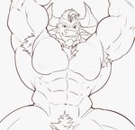 abs anthro armpit_hair beard big_biceps big_muscles big_pecs body_hair chest_tuft facial_hair horn male muscular muscular_anthro muscular_arms muscular_male muscular_thighs nude nude_anthro nude_male pecs pose presenting pubes raised_arms smile smirk solo thick_thighs tuft naistop animal_humanoid bovid bovid_humanoid bovine bovine_humanoid cattle humanoid mammal mammal_humanoid 2023 digital_drawing_(artwork) digital_media_(artwork) hi_res line_art