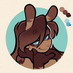 antennae_(anatomy) anthro bangs blue_eyes brown_body brown_fur brown_hair circle_eyebrows eyebrows femboy floppy_ears fur hair long_hair looking_at_viewer lop_ears smile smug_expression smug_face swept_bangs shinystarshard star_(shinystarshard) ambiguous_species 1:1 nonbinary_(lore)