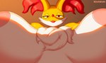 anthro areola big_ears breasts female fur inner_ear_fluff lips looking_at_viewer mature_anthro mature_female pink_areola red_body red_fur solo tuft white_body white_fur vexyfursure nintendo pokemon canid canine delphox generation_6_pokemon mammal pokemon_(species) hi_res