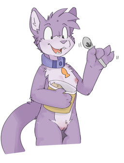 4_fingers anthro breasts collar collar_only cutlery dessert female fingers flat_chested food fur genitals holding_food holding_object holding_spoon ice_cream inner_ear_fluff kitchen_utensils multicolored_body multicolored_fur nipples nude open_mouth open_smile purple_body purple_fur smile solo spoon tail tools tuft two_tone_body two_tone_fur vulva taro_bubbletea housepets! grape_jelly_(housepets!) domestic_cat felid feline felis mammal hi_res portrait three-quarter_portrait