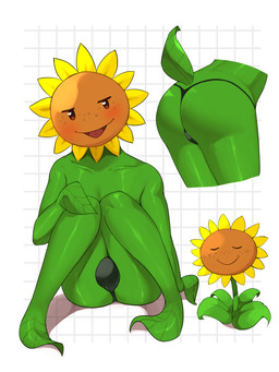 black_clothing black_thong black_underwear blush brown_eyebrows brown_eyes bulge butt closed_smile clothed clothed_humanoid clothed_male clothing eyebrows eyes_closed flower freckled_face freckles glistening glistening_body glistening_eyes green_body green_tail hand_on_knee hand_on_leg hand_on_own_knee hand_on_own_leg heart_symbol leaf leaf_arms leaf_tail legs_together looking_at_viewer male male_humanoid mouth_closed not_furry open_mouth open_smile pattern_background plant rear_view short_tail simple_background sitting smile smiling_at_viewer solo tail thong thong_only tongue topless topless_humanoid topless_male underwear underwear_only roo310 electronic_arts plants_vs._zombies popcap_games elemental_creature elemental_humanoid flora_fauna flower_creature humanoid plant_humanoid sunflower_(pvz) 2026 absurd_res digital_drawing_(artwork) digital_media_(artwork) hi_res