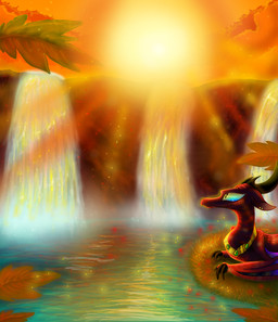 blue_eyes cosmic_wings female feral grass membrane_(anatomy) membranous_wings nude outside plant sky smile solo sun water waterfall wings plaguedogs123 european_mythology mythology dragon mythological_creature mythological_scalie scalie western_dragon wyvern hi_res