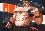 abs abstract_background anthro areola backwards_baseball_cap backwards_hat barazoku baseball_cap beard biceps big_muscles big_pecs bodily_fluids bottomwear clothed clothing dumbbell exercise eyebrows facial_hair facial_piercing fur hair hat headgear headwear horn huge_muscles looking_at_viewer male manly muscular muscular_anthro muscular_male musk nails navel nipples nose_piercing nose_ring obliques pants pecs piercing pubes ring_piercing serratus simple_background smile solo standing sweat tail text thick_arms topless topless_anthro topless_male tuft weightlifting weights workout wristband black-kun european_mythology greek_mythology mythology bovid bovine mammal minotaur 2025 absurd_res digital_media_(artwork) english_text hi_res