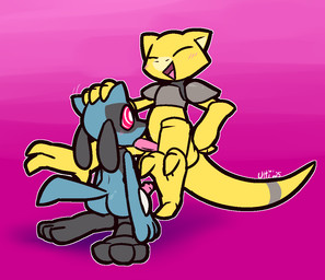 3_toes anthro anthro_on_anthro anthro_penetrated anthro_penetrating anthro_penetrating_anthro blue_body blue_fur clothing dominant dominant_anthro dominant_male duo erection feet fellatio floating fur genitals glans grey_body grey_clothing grey_fur grey_topwear hand_on_hip head_grab humanoid_genitalia humanoid_penis hypnosis male male/male male_penetrated male_penetrating male_penetrating_male mind_control open_mouth oral penetration penile penile_penetration penis pink_eyes pink_glans pink_penis ringed_eyes sex simple_background smile submissive submissive_anthro submissive_male toes topwear yellow_body yellow_fur yellow_inner_ear ultilix nintendo pokemon abra generation_1_pokemon generation_4_pokemon pokemon_(species) riolu 2025