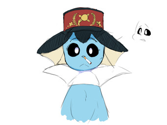 ambiguous_gender cigarette clothing feral hat headgear headwear looking_at_viewer simple_background solo white_background greeso nintendo pokemon team_fortress_2 valve valve_corporation eeveelution generation_1_pokemon pokemon_(species) vaporeon 4:3 hi_res