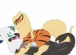 anglo arcanine canid canine cephiro cowgirl_position duo eyes_closed female female_on_top feral feral_on_feral flower from_front_position fur generation_1_pokemon generation_7_pokemon genitals hi_res legendary_pokemon looking_pleasured lying machine male male/female male_on_bottom mammal nintendo on_back on_bottom on_top penis plant pokemon pokemon_(species) sex silvally text tongue tongue_out