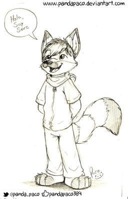 anthro barefoot bottomwear clothed clothing dipstick_ears ear_markings feet front_view glistening glistening_eyes hair hands_behind_back jacket logo male multicolored_ears open_mouth open_smile pants short_hair simple_background smile solo speech_bubble standing tail text topwear young young_anthro young_male pandapaco canid canine mammal absurd_res artist_logo full-length_portrait hi_res monochrome portrait signature url