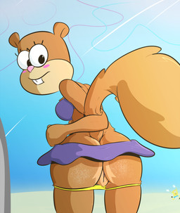 anthro bikini blush bottomwear breasts brown_body brown_fur buckteeth butt clothed clothing dot_eyes duo eyelashes female flower flower_cloud_(spongebob) fluffy fluffy_tail fur genitals holding_tail humor looking_at_viewer looking_back microskirt miniskirt panties panties_down partially_clothed plant pose presenting presenting_hindquarters presenting_vulva pun raised_bottomwear raised_clothing raised_skirt rear_view sand sand_on_butt sandy's_treedome simple_eyes skirt solo_focus standing swimwear tail tail_hug teeth two-piece_swimsuit underwear underwear_down visual_pun vulva davidsanchan nickelodeon spongebob_squarepants sandy_cheeks eastern_grey_squirrel grey_squirrel mammal rodent sciurid tree_squirrel 2017 digital_media_(artwork) hi_res portrait three-quarter_portrait