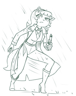5_fingers anthro bangs boots clothing eyelashes fingers footwear gun hair holding_object holding_weapon inner_ear_fluff necktie raining ranged_weapon shoes solo tuft uniform weapon redout nickelodeon t.u.f.f._puppy kitty_katswell domestic_cat felid feline felis mammal absurd_res digital_drawing_(artwork) digital_media_(artwork) hi_res monochrome