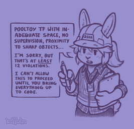 anthro armor clipboard female fur furgonomic_headwear furgonomics hair hard_hat headgear helmet implied_transformation name_tag offscreen_character open_mouth osha_violation pen pen_(object) pool_toy pooltoy_transformation safety scut_tail short_tail simple_background solo speech_bubble tail text keffotin osha soleil_(keffotin) lagomorph leporid mammal rabbit 2022 digital_media_(artwork) english_text monochrome signature trans_(lore) trans_woman_(lore)