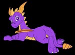 claws feral horn looking_at_viewer purple_eyes simple_background solo sploot tail teeth toe_claws transparent_background wings tsitra360 activision mythology spyro_the_dragon spyro dragon mythological_creature mythological_scalie scalie 2021 alpha_channel animated short_playtime