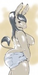 anthro asinus big_butt bottomwear breasts butt clothing donkey ear_piercing equid equine female huge_butt lucah mammal piercing shorts signature solo tail tail_tuft tuft wide_hips