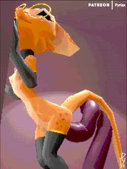 abdominal_bulge anthro anthro_penetrated armwear breasts choker clothing consentacles elbow_gloves eyewear female female_penetrated freckles from_behind_position glasses gloves hands_on_wall handwear jewelry legwear necklace nipples orange_body penetration pixelated sex side_view small_breasts solo standing standing_sex tail tentacle_penetration tentacle_sex tentacles thigh_highs vaginal vaginal_penetration conditional_dnp pyriax kobold scalie 2025 3:4 3d_(artwork) 3d_animation animated digital_media_(artwork) dithering