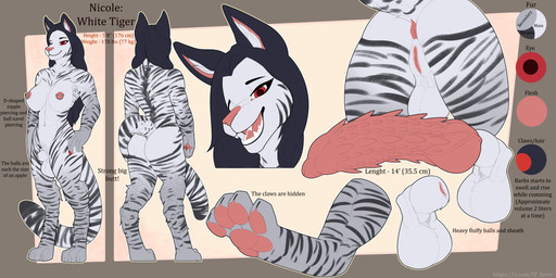 abs animal_genitalia animal_penis anthro anus areola balls big_breasts big_butt big_penis breasts butt digitigrade erection fur genitals hair herm intersex knot muscular muscular_anthro navel navel_piercing nipple_piercing nipples nude open_mouth penile_spines penis piercing simple_background smile solo standing stated_height stated_penis_size stated_weight striped_body striped_fur stripes tail text thick_thighs tongue vulva white_body white_fur wide_hips ferrn nicole_(nekoos) felid feline mammal pantherine tiger 2:1 absurd_res digital_media_(artwork) english_text hi_res model_sheet url