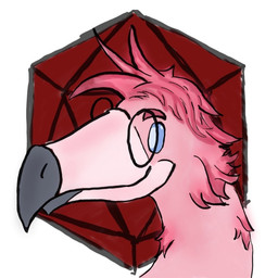 d20 dice eyewear fur glasses pink_body pink_fur solo cinnamon_(arbitgon) avian bird flamingo 1:1
