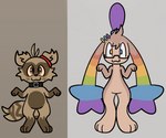 ambiguous_gender brown_body brown_fur collar duo eyewear female fur glasses heterochromia male multicolored_ears semi-anthro sparklefur not_a_furfag l33t_(labbit) trailmix_(not_a_furfag) labbit mammal procyonid raccoon hi_res