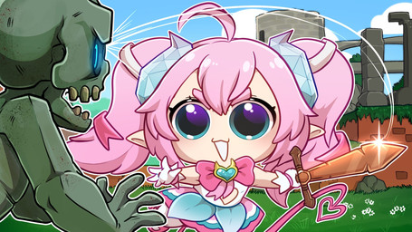 2_horns 4_fingers 5_fingers ambiguous_gender ambiguous_humanoid attack bangs big_eyes blue_eyes blue_horn blue_sky blush bow_tie brick brick_wall brown_teeth building clothed clothed_female clothed_humanoid clothing cloud crystal crystal_horn day dress duo eyebrows eyelashes female female_focus female_humanoid fence fingers furrowed_eyebrows glint gloves grass green_body green_skin hair handwear holding_melee_weapon holding_object holding_sword holding_weapon horn humanoid_pointy_ears left-handed light long_hair long_tail looking_at_another melee_weapon motion_lines no_eyebrows noseless not_furry nude_ambiguous nude_humanoid open_mouth open_smile outline outside pigtails pink_bow_tie pink_eyebrows pink_hair pink_tail plant pointy_ears pseudo_horn red_line_art rock sky smile smiling_at_another spade_tail standing straight_arms sword tail tan_body tan_skin teeth text tower wall_(structure) weapon white_clothing white_dress white_gloves white_handwear white_mouth white_outline white_ribbon gaelfox hytale vtuber chibidoki horned_humanoid humanoid tailed_humanoid undead zombie 16:9 2026 colored colored_line_art digital_drawing_(artwork) digital_media_(artwork) english_description english_text hi_res lighting shaded widescreen