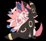 ambiguous_gender black_blush black_body black_fur blush duo eyes_closed fangs feral fur open_mouth open_smile paws pink_blush quadruped smile tail teeth aevris nintendo pokemon eeveelution generation_2_pokemon generation_6_pokemon pokemon_(species) sylveon umbreon 2017 alpha_channel