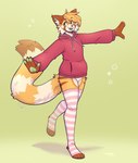 anthro clothing femboy fur green_background hoodie legwear male on_one_leg orange_body orange_fur simple_background solo standing thigh_highs topwear fleurfurr torkle ailurid mammal red_panda 2023 digital_drawing_(artwork) digital_media_(artwork) full-length_portrait hi_res portrait shaded soft_shading