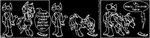 android animatedjames anthro archived_source artificial_intelligence bent_over black_and_white bottomwear butt canid canine clothing comic d.e.a.n. dialogue english_text female fluffy fluffy_tail fox group hair humor machine macy male mammal monochrome robot robot_anthro shorts simple_background smile speech_bubble tail talon_(animatedjames) text trio unknown_species